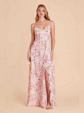 Birdy Grey Theresa Dress Chiffon Pink Falling Petals Size XL